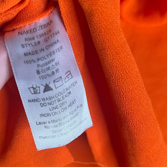 Naked Zebra Tank Top Adjustable Straps Orange Tangerine Womens Small - Picture 4 of 6